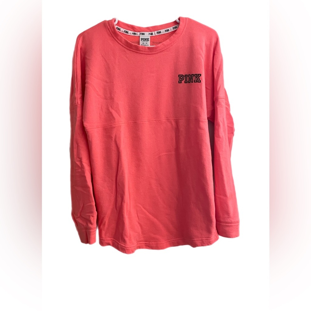 Victoria’s Secret Pink Crewneck Pullover Sweatshirt XS Coral Pink Nautical Beach